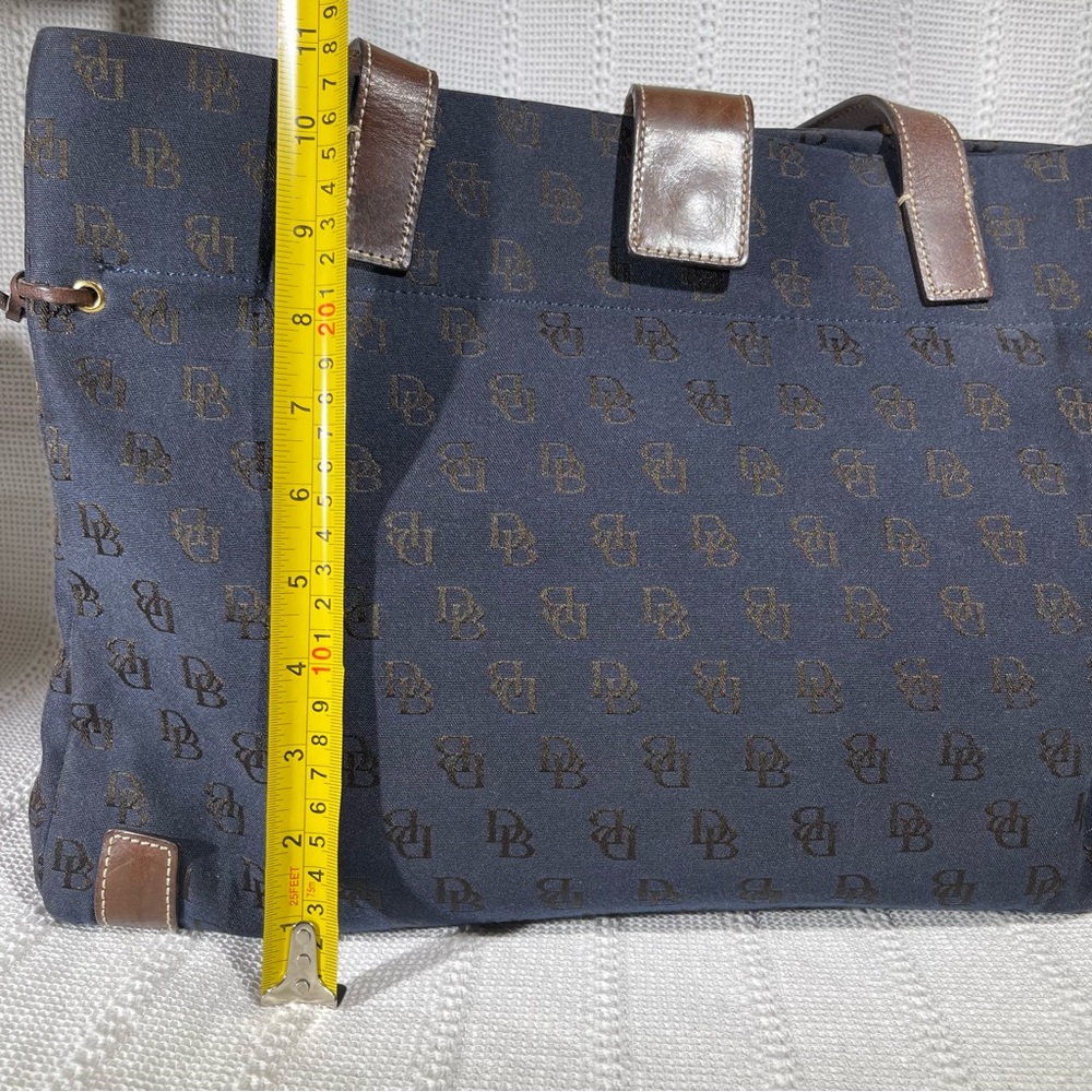 Dooney & Bourke‎ - Navy & Brown Large Canvas & Leather Tote Bag - Picture 5 of 8